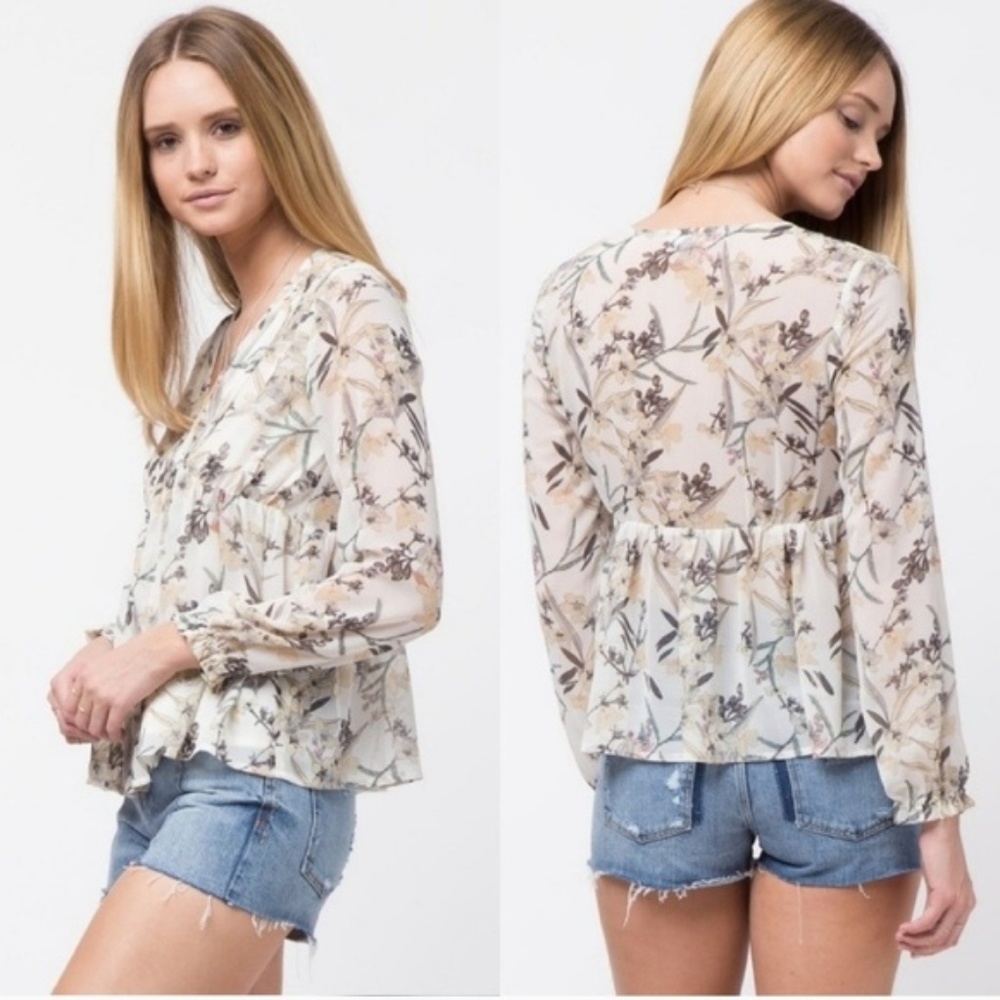 Pin-Tuck Floral Blouse